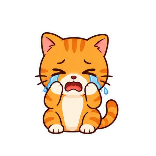 Crying orange cat sticker