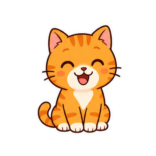 Happy orange cat sticker