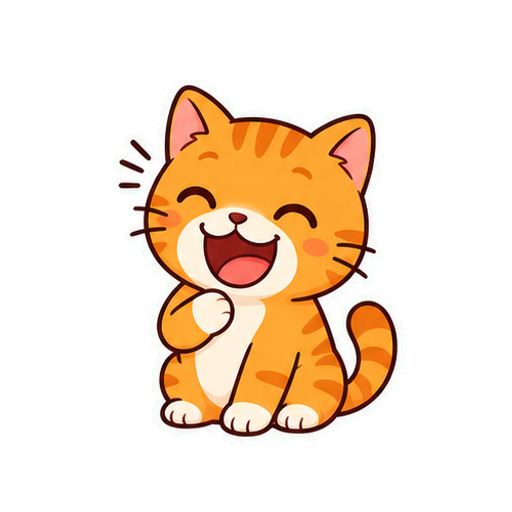 Laughing orange cat sticker