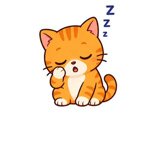 Sleepy orange cat sticker